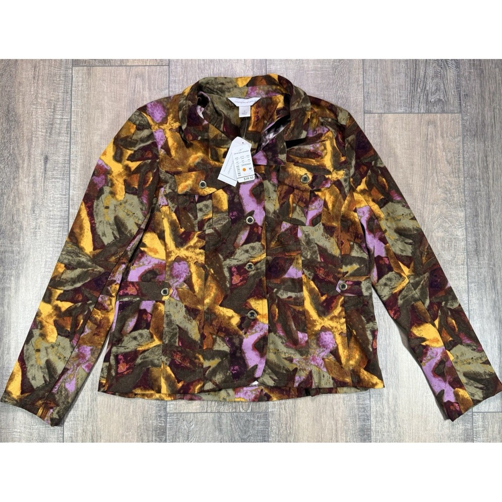 Christopher Banks Fall Colors Blazer Jean Jacket Style Size M Cotton Poly NWT - Picture 1 of 12